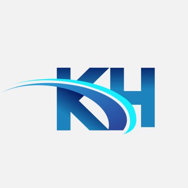 İlk harf KH logotype şirketi adı mavi ve swoosh tasarımı. iş ve şirket kimliği için vektör logosu.
