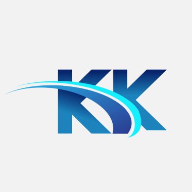KK logotype şirketinin ilk harfi mavi ve swoosh tasarımı. iş ve şirket kimliği için vektör logosu.