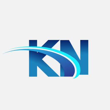 İlk harf KN logotype şirket adı mavi ve swoosh tasarımı. iş ve şirket kimliği için vektör logosu.