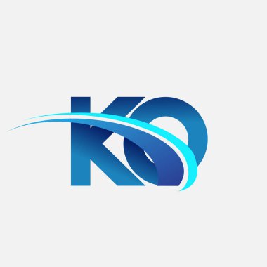 İlk harf KO logotype şirket adı mavi ve swoosh tasarımı. iş ve şirket kimliği için vektör logosu.