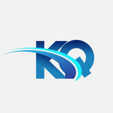 İlk harf KQ logotype şirket adı mavi ve swoosh tasarımı. iş ve şirket kimliği için vektör logosu.