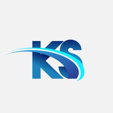 K.S. logotype şirketinin ilk harfi mavi ve swoosh tasarımı. iş ve şirket kimliği için vektör logosu.