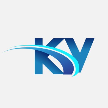 İlk harf KY logotype şirket adı mavi ve swoosh tasarımı. iş ve şirket kimliği için vektör logosu.