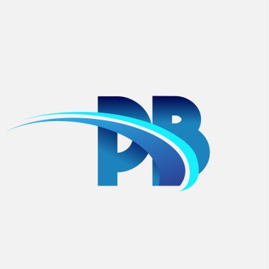 İlk harf PB logotype şirket adı mavi ve swoosh tasarımı. iş ve şirket kimliği için vektör logosu.