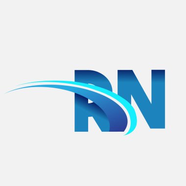 İlk harf RN logotype şirketi adı mavi ve swoosh tasarımı. iş ve şirket kimliği için vektör logosu.