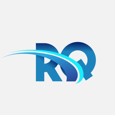 İlk harf RQ logotype şirketi adı mavi ve swoosh tasarımı. iş ve şirket kimliği için vektör logosu.