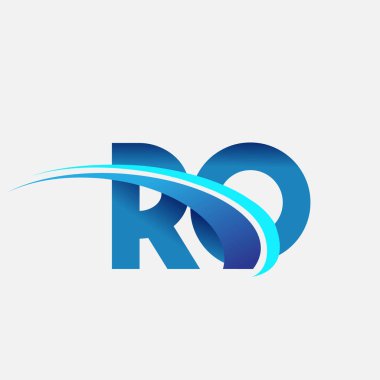 İlk harf RO logotype şirket adı mavi ve swoosh tasarımı. iş ve şirket kimliği için vektör logosu.