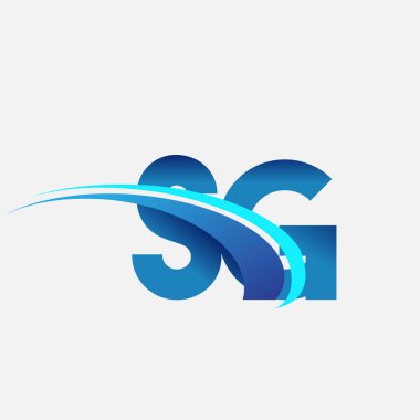 İlk harf SG logotype şirket adı mavi ve swoosh tasarımı. iş ve şirket kimliği için vektör logosu.