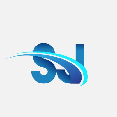 İlk harf SJ logotype şirket adı mavi ve swoosh tasarımı. iş ve şirket kimliği için vektör logosu.