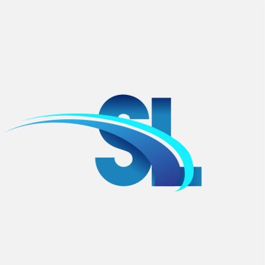 İlk harf SL logotype şirket adı mavi ve swoosh tasarımı. iş ve şirket kimliği için vektör logosu.