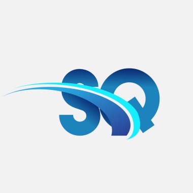 İlk harf SQ logotype şirket adı mavi ve swoosh tasarımı. iş ve şirket kimliği için vektör logosu.