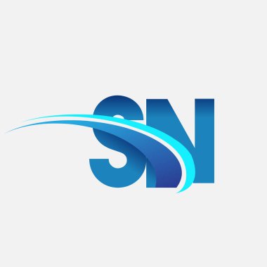 İlk harf SN logotype şirket adı mavi ve swoosh tasarımı. iş ve şirket kimliği için vektör logosu.