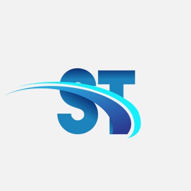 İlk harf ST logotype şirket adı mavi ve swoosh tasarımı. iş ve şirket kimliği için vektör logosu.
