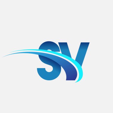 İlk harf SV logotype şirket adı mavi ve swoosh tasarımı. iş ve şirket kimliği için vektör logosu.