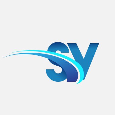 İlk harf SY logotype şirket adı mavi ve swoosh tasarımı. iş ve şirket kimliği için vektör logosu.