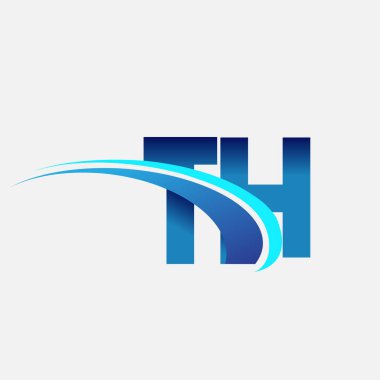 İlk harf TH logotype şirket adı mavi ve swoosh tasarımı. iş ve şirket kimliği için vektör logosu.