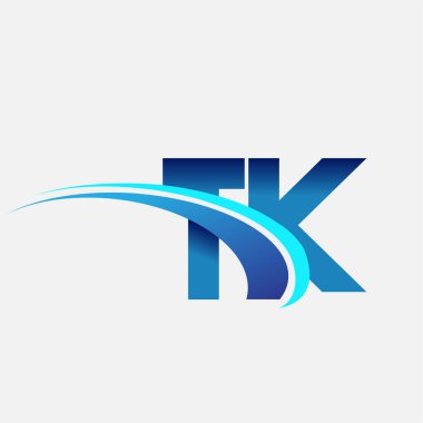 İlk harf TK logotype şirketinin adı mavi ve swoosh tasarımı. iş ve şirket kimliği için vektör logosu.