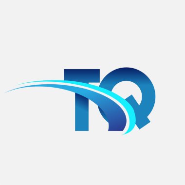 İlk harf TQ logotype şirketi adı mavi ve swoosh tasarımı. iş ve şirket kimliği için vektör logosu.