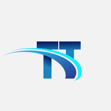 İlk harf TT logotype şirketi adı mavi ve swoosh tasarımı. iş ve şirket kimliği için vektör logosu.