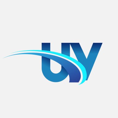 İlk harf UY logotype şirketi adı mavi ve swoosh tasarımı. iş ve şirket kimliği için vektör logosu.