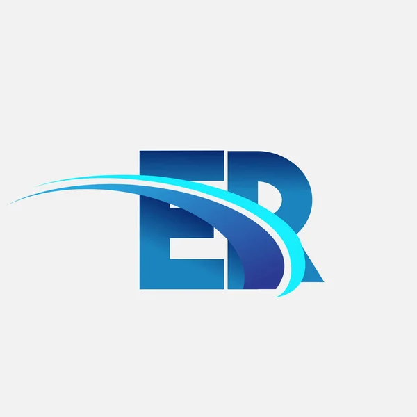 Начальная Буква Логотип Название Компании Цветной Синий Swoosh Дизайн Векторный — стоковый вектор