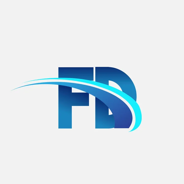 最初的字母Fd标志公司的名称是彩色蓝色和斜纹图案 企业和公司标识的矢量标识 — 图库矢量图片