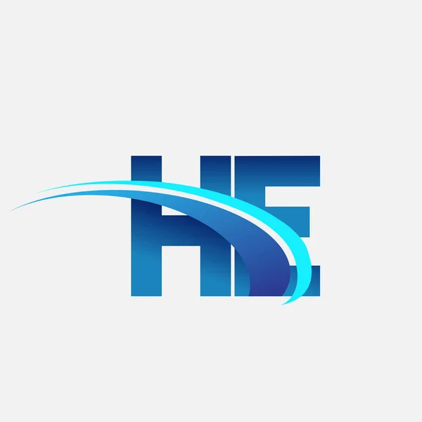 Harfi Logotype Şirketinin Adı Mavi Swoosh Tasarımı Şirket Kimliği Için — Stok Vektör