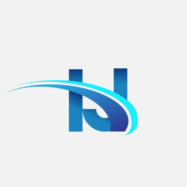 Litera Inițială Numele Companiei Logotip Albastru Colorat Design Swoosh Logo — Vector de stoc