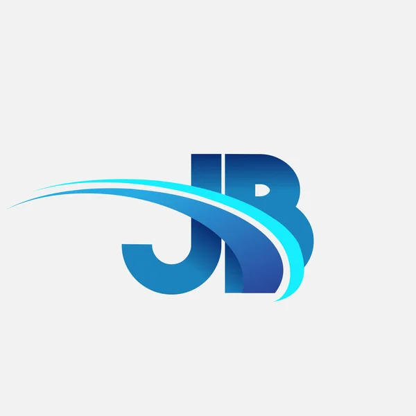 最初的字母Jb标志公司的名称颜色蓝色和Swoosh设计 企业和公司标识的矢量标识 — 图库矢量图片
