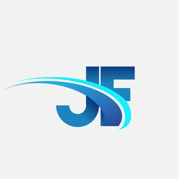 最初的字母Jf标志公司的名称颜色蓝色和Swoosh设计 企业和公司标识的矢量标识 — 图库矢量图片