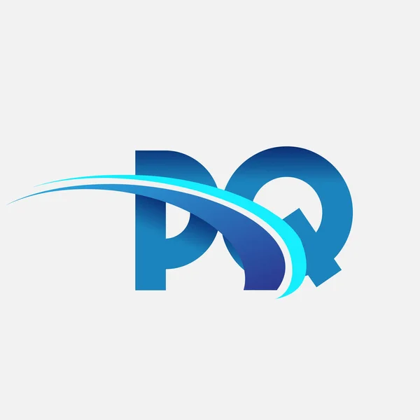 Beginletter Logotype Bedrijfsnaam Gekleurd Blauw Swoosh Ontwerp Vectorlogo Voor Bedrijfs — Stockvector