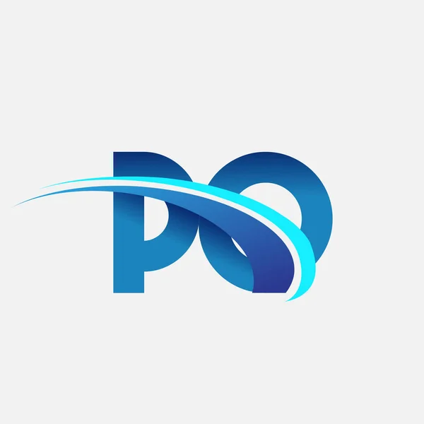 Initiële Brief Logotype Bedrijfsnaam Gekleurd Blauw Swoosh Ontwerp Vectorlogo Voor — Stockvector