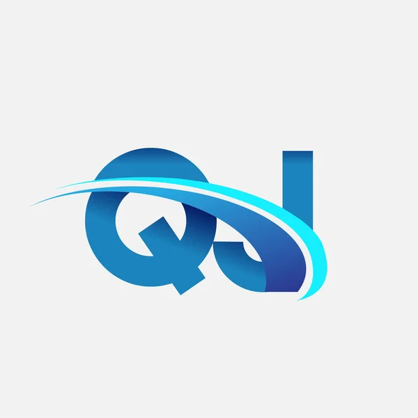 Αρχικό Γράμμα Λογότυπος Εταιρεία Όνομα Χρωματισμένο Μπλε Και Swoosh Σχεδιασμό — Διανυσματικό Αρχείο