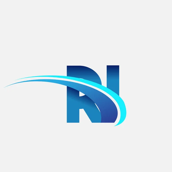 Carta Inicial Logotipo Nome Empresa Colorido Azul Design Swoosh Logotipo — Vetor de Stock