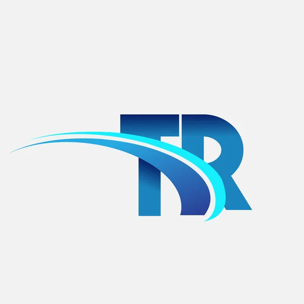 Letra Inicial Nome Empresa Logotipo Colorido Azul Design Swoosh Logotipo — Vetor de Stock
