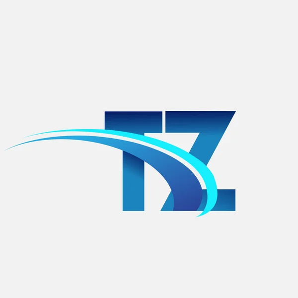 最初的字母Tz标识公司的名称是彩色蓝色和斜纹图案 企业和公司标识的矢量标识 — 图库矢量图片