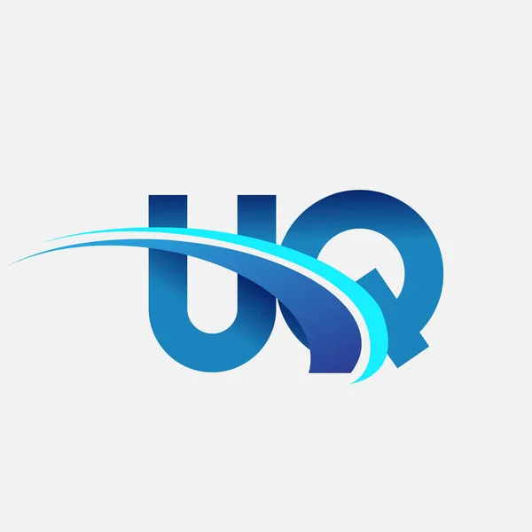 Litera Inițială Numele Companiei Logotip Albastru Colorat Design Swoosh Logo — Vector de stoc