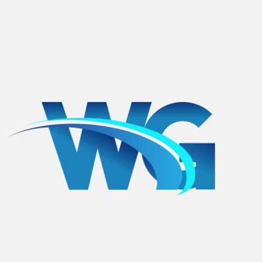 İlk harf WG logotype şirket adı mavi ve swoosh tasarımı. iş ve şirket kimliği için vektör logosu.