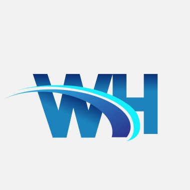 İlk harf WH logotype şirket adı mavi ve swoosh tasarımı. iş ve şirket kimliği için vektör logosu.
