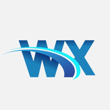 İlk harf WX logotype şirket adı mavi ve swoosh tasarımı. iş ve şirket kimliği için vektör logosu.