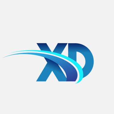 İlk harf XD logotype şirket adı mavi ve swoosh tasarımı. iş ve şirket kimliği için vektör logosu.