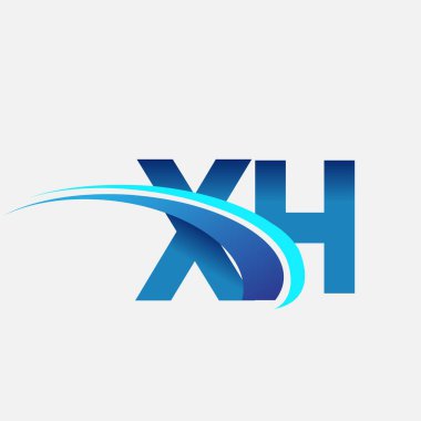 İlk harf XH logotype şirketi adı mavi ve swoosh tasarımı. iş ve şirket kimliği için vektör logosu.