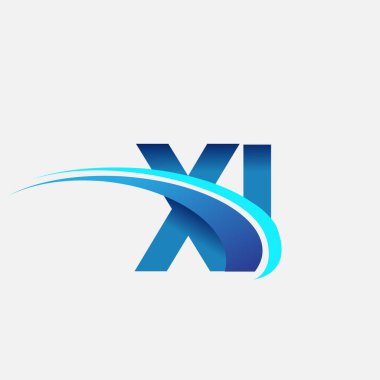 İlk harf XI logotype şirket adı mavi ve swoosh tasarımı. iş ve şirket kimliği için vektör logosu.