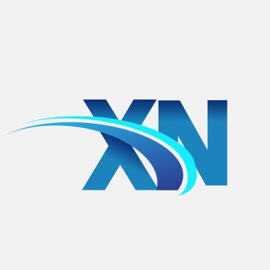 İlk harf XN logotype şirket adı mavi ve swoosh tasarımı. iş ve şirket kimliği için vektör logosu.