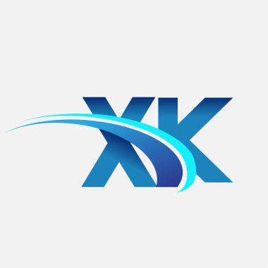 İlk harf XK logotype şirketi adı mavi ve swoosh tasarımı. iş ve şirket kimliği için vektör logosu.