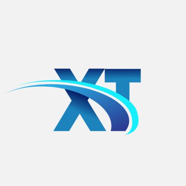 İlk harf XT logotype şirketi adı mavi ve swoosh tasarımı. iş ve şirket kimliği için vektör logosu.
