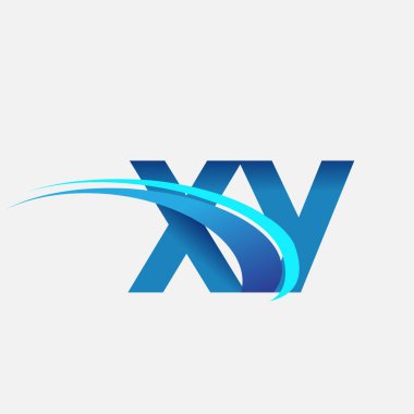 İlk harf XY logotype şirket adı mavi ve swoosh tasarımı. iş ve şirket kimliği için vektör logosu.