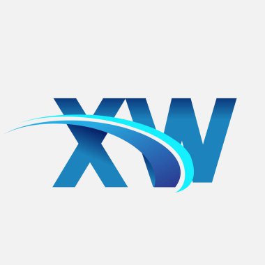 İlk harf XW logotype şirketi adı mavi ve swoosh tasarımı. iş ve şirket kimliği için vektör logosu.