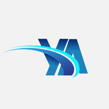İlk harf YA logotype şirketi adı mavi ve swoosh tasarımı. iş ve şirket kimliği için vektör logosu.
