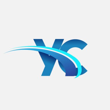 İlk harf YC logotype şirket adı mavi ve swoosh tasarımı. iş ve şirket kimliği için vektör logosu.